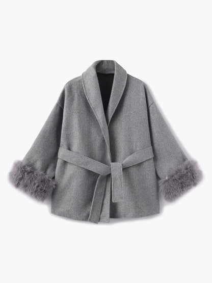 Manteau court femme fausse fourrure élégant hiver