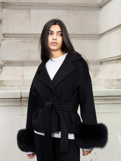 Damen Kurzmantel Kunstfell Elegant Winter - IdealeKleiden