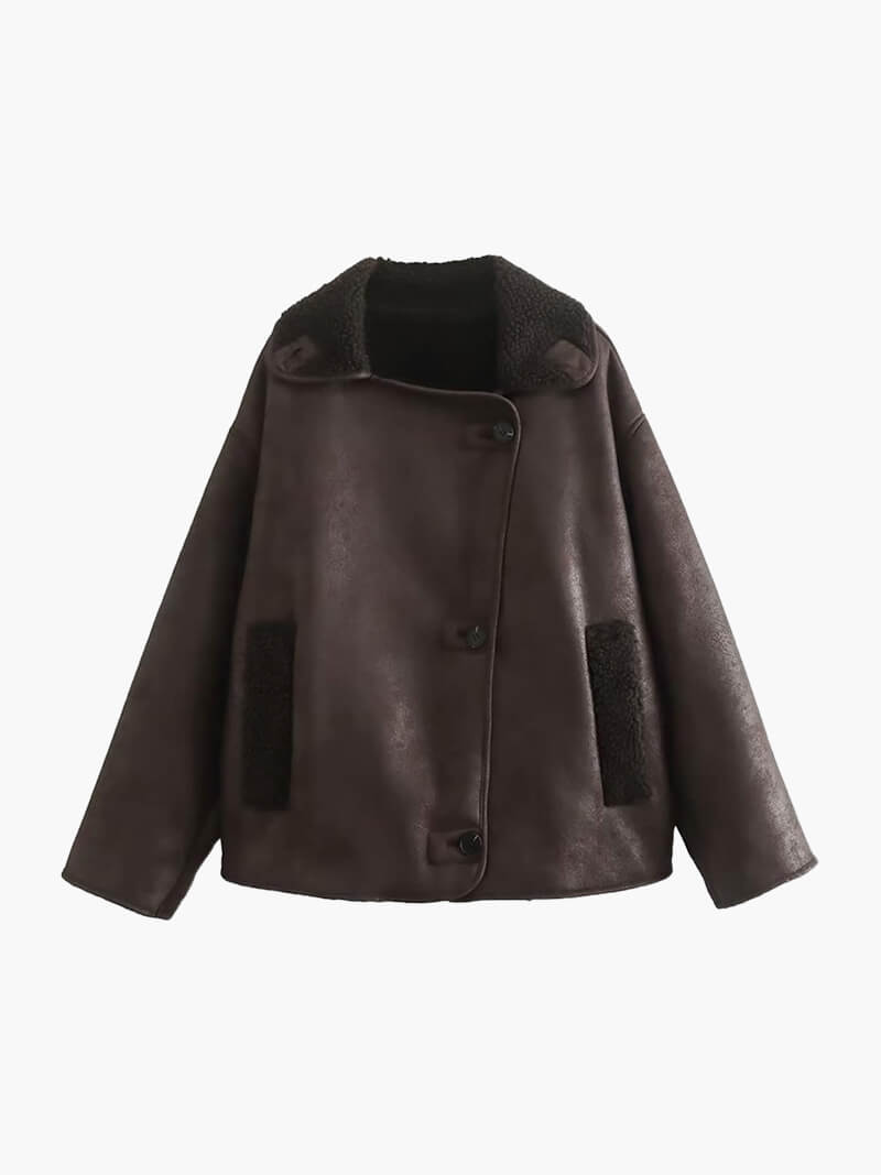 Blouson en cuir tendance avec doublure en polaire