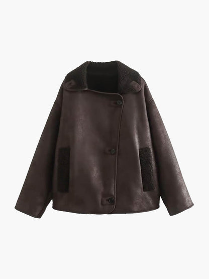 Blouson en cuir tendance avec doublure en polaire