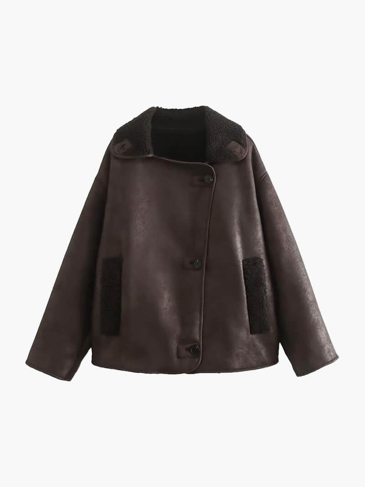 Blouson en cuir tendance avec doublure en polaire