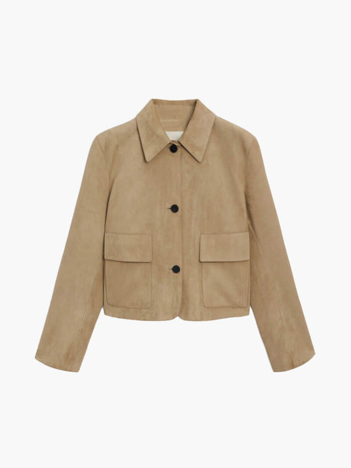 Veste en cuir courte tendance pour femme avec poches