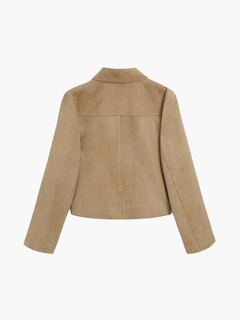 Lederjacke Damen Kurz Modisch Mit Taschen - IdealeKleiden