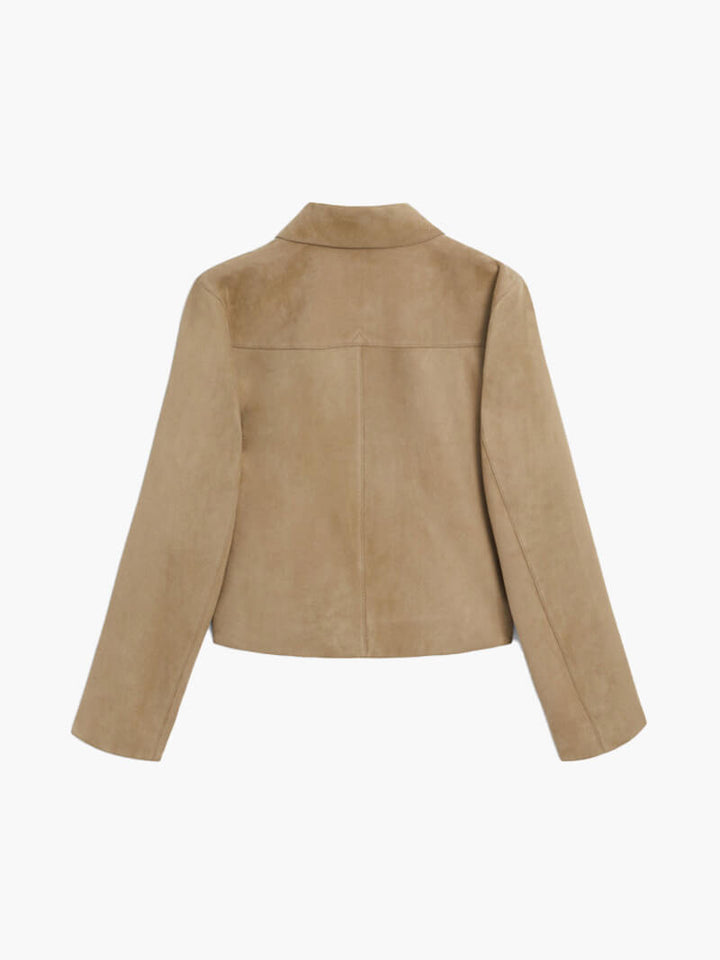 Lederjacke Damen Kurz Modisch Mit Taschen - IdealeKleiden