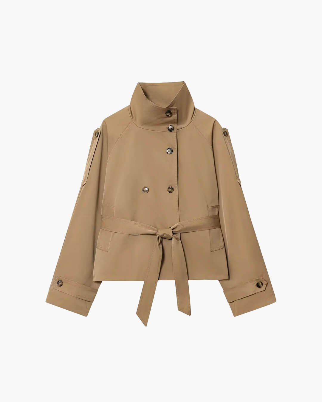 Trench-coat court pour femme, chic, avec ceinture, pour l'hiver