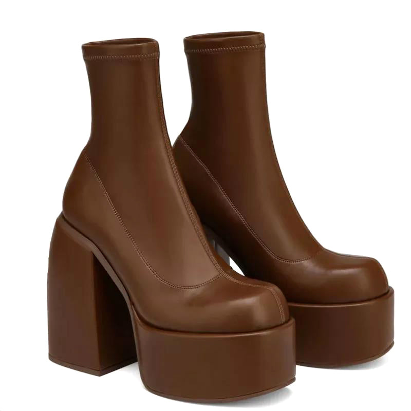 Bottes à plateforme élégantes Talon haut Semelle épaisse Moderne