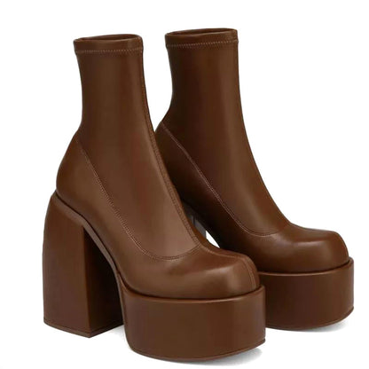 Bottes à plateforme élégantes Talon haut Semelle épaisse Moderne