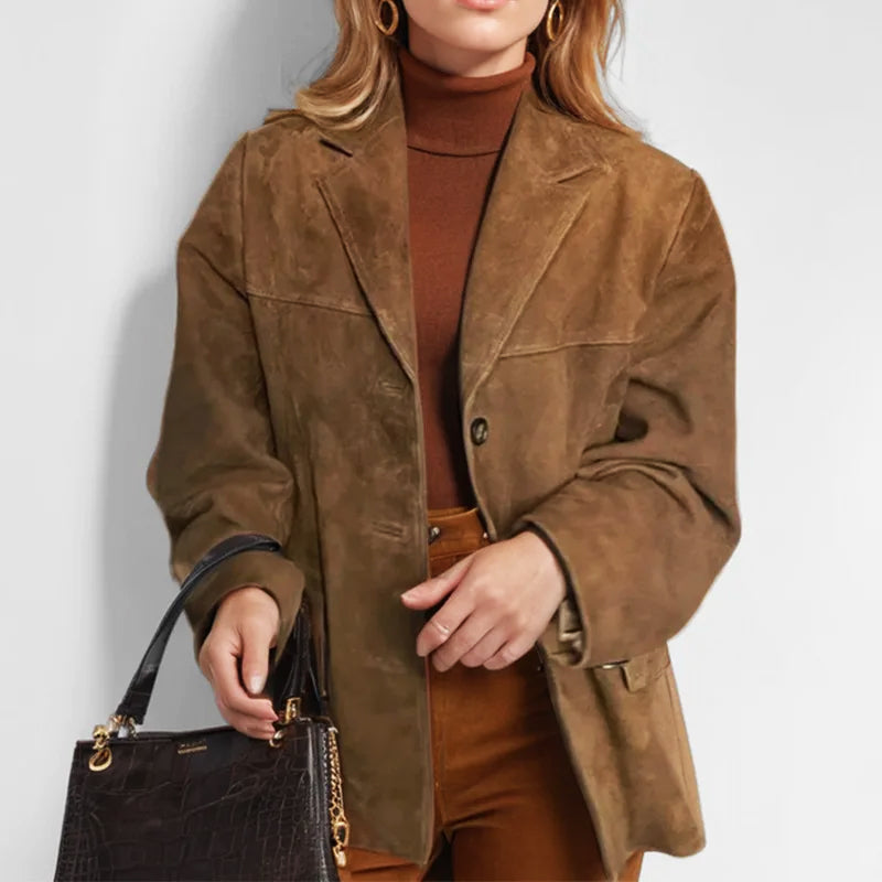 Blouson en cuir élégant pour femme effet daim