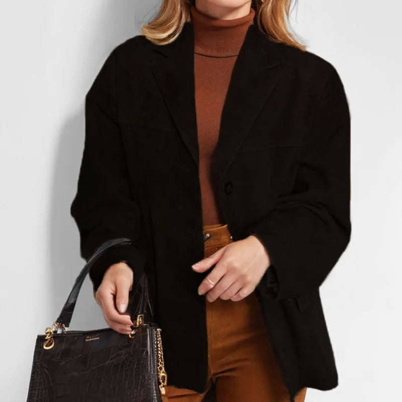Blouson en cuir élégant pour femme effet daim