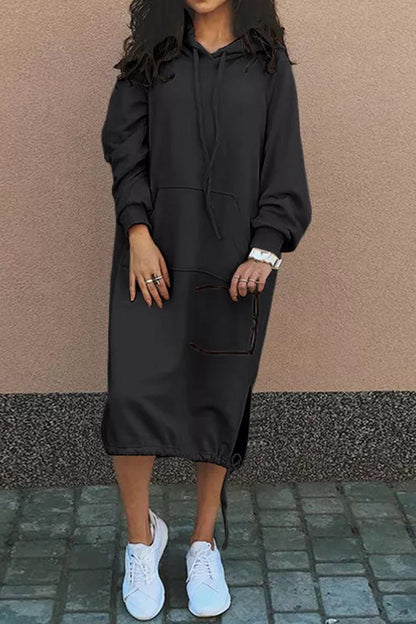 Robe pull à capuche femme mi-longue