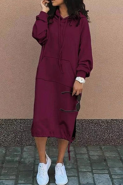 Robe pull à capuche femme mi-longue