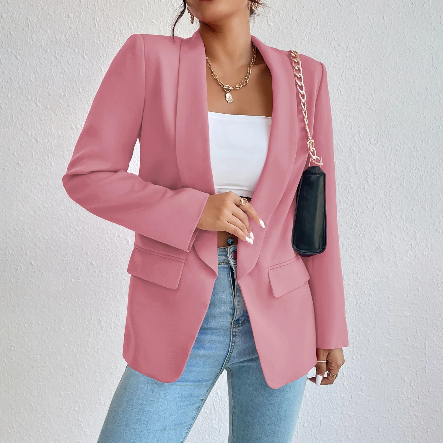 Stilvolle Damenblazer Büro Look Polyester - IdealeKleiden