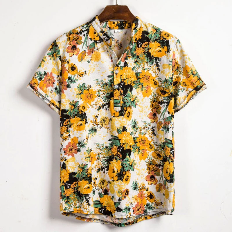 Chemise d'été à manches courtes pour homme, imprimée et tendance
