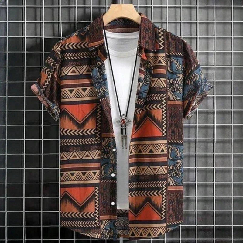 Chemise d'été manches courtes motif hawaïen