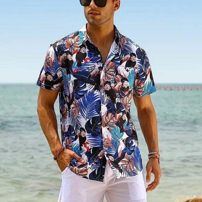 Chemise d'été à manches courtes motif hawaïen pour homme