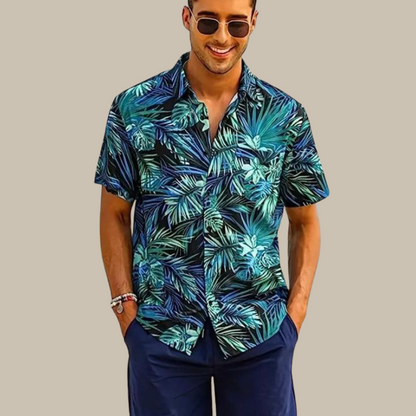 Chemise d'été à manches courtes motif hawaïen pour homme