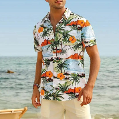 Chemise d'été à manches courtes motif hawaïen pour homme