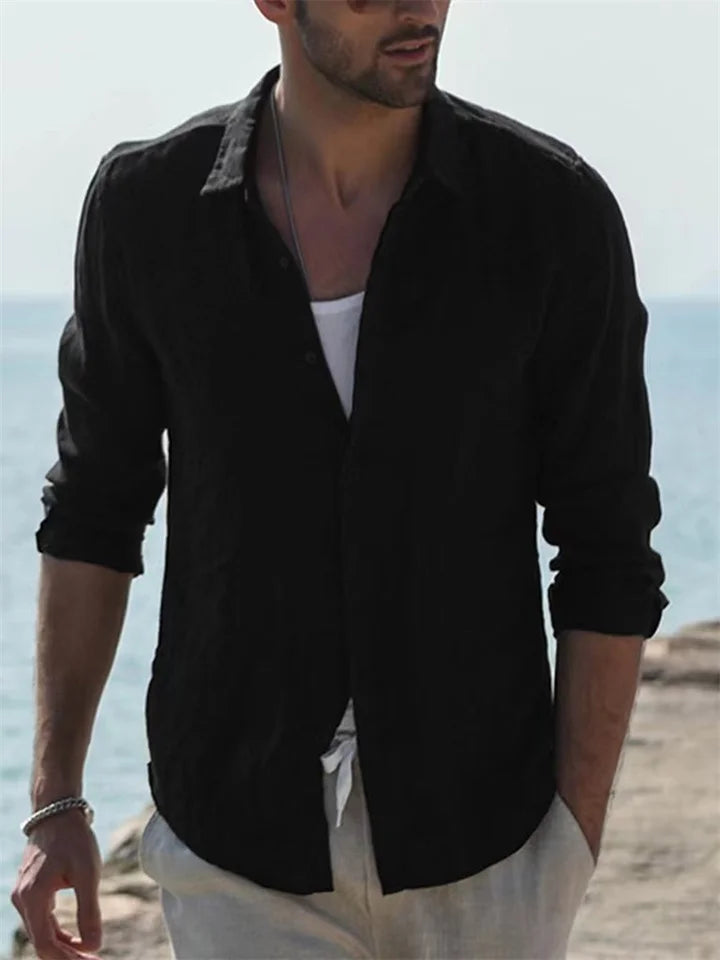 Chemise d'été homme - Chemise légère à manches longues en coton