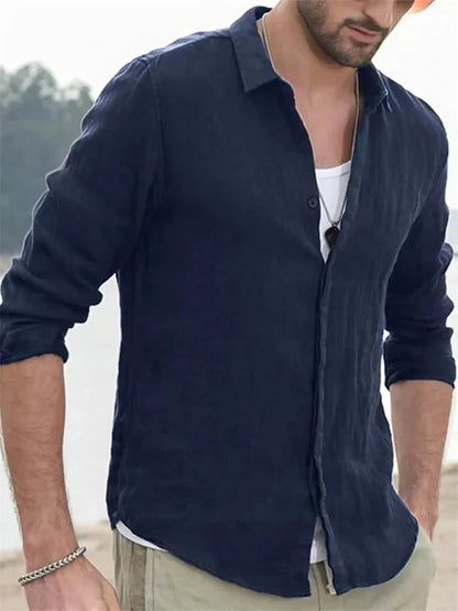 Chemise d'été homme légère en lin à manches longues