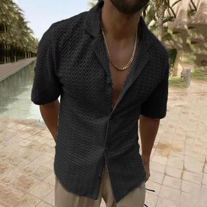 Chemise légère d'été à manches courtes et col polo pour homme