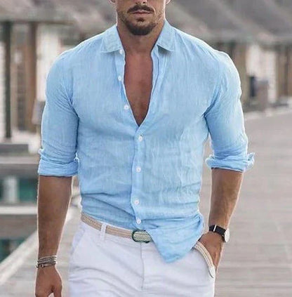 Chemise d'été à manches longues en lin élégante