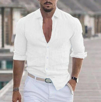 Chemise d'été à manches longues en lin élégante