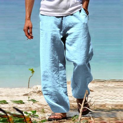 Pantalons d'été légers pour hommes en lin confortables