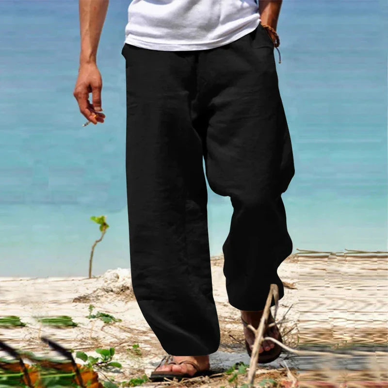 Pantalons d'été légers pour hommes en lin confortables