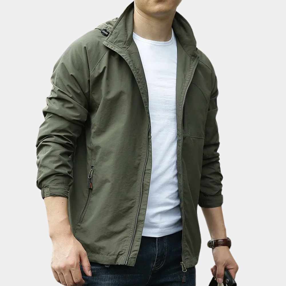 Leichte Herren-Funktionsjacke Winddicht Kapuze Sommer - IdealeKleiden
