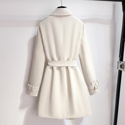 Eleganter Damen Trenchcoat Weiß Klassisch - IdealeKleiden
