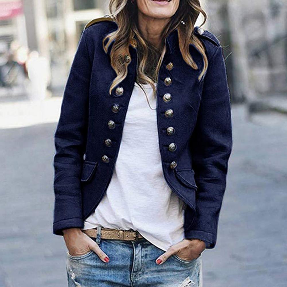 Veste militaire Col montant Tendance Double boutonnage
