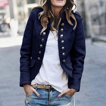Veste militaire Col montant Tendance Double boutonnage