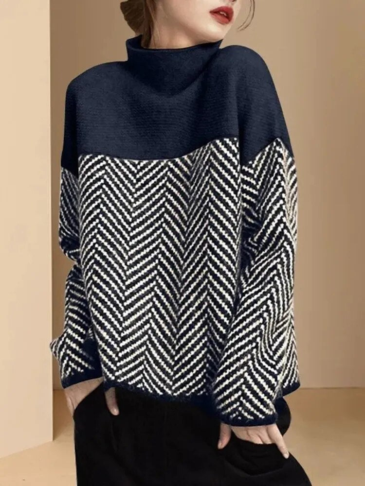 Weicher Pullover Damen Mittlerer Kragen - IdealeKleiden