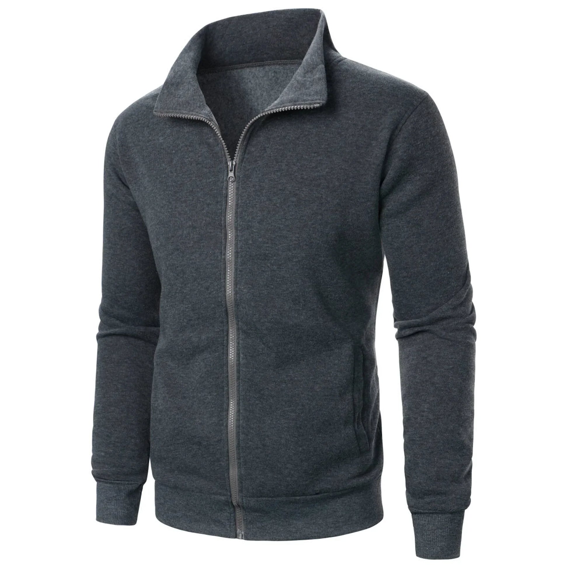 Herren Hoodie Stehkragen Reißverschluss Modern - IdealeKleiden