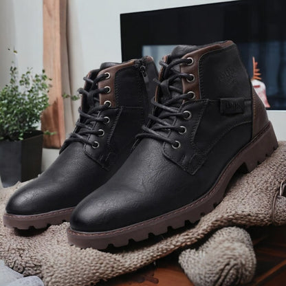 Hommes Bottines à lacets Noir Marron Chaussures en cuir