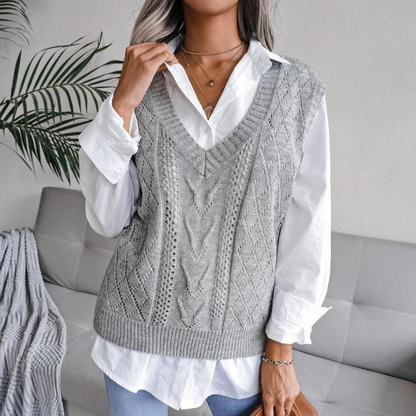 Cardigan femme col V motif torsadé élégant