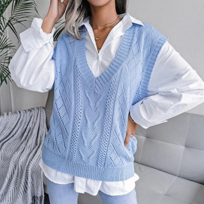Cardigan femme col V motif torsadé élégant