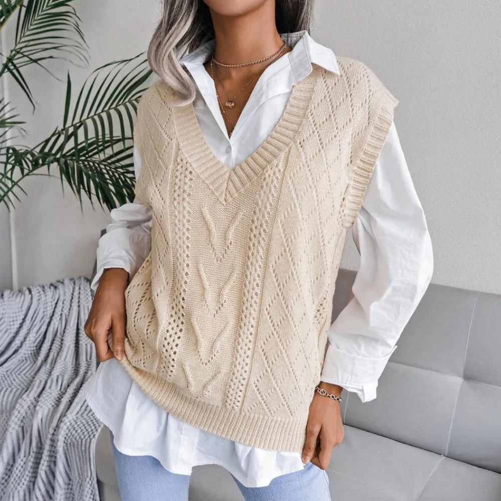 Cardigan femme col V motif torsadé élégant