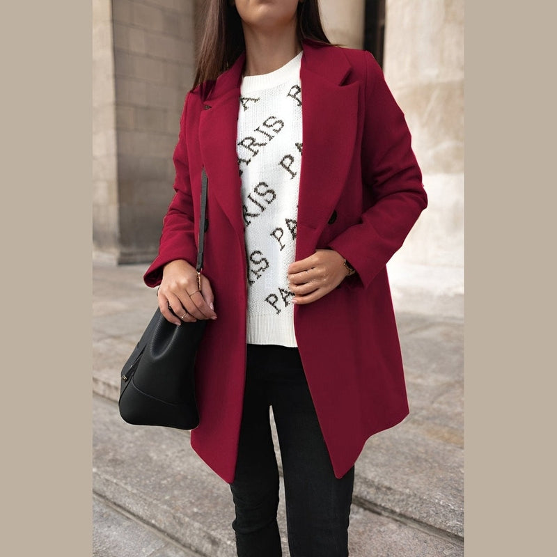 Damen Winterjacke Lang Elegante Knopfverschluss - IdealeKleiden