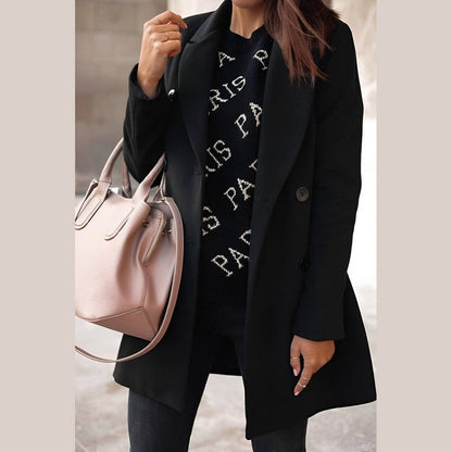 Veste d'hiver longue élégante pour femme avec fermeture boutonnée
