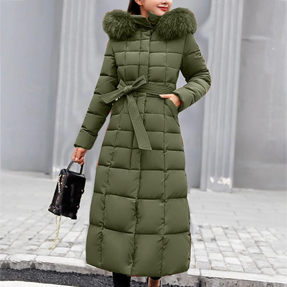 Doudoune Longue Élégante pour Femme avec Détails en Fourrure