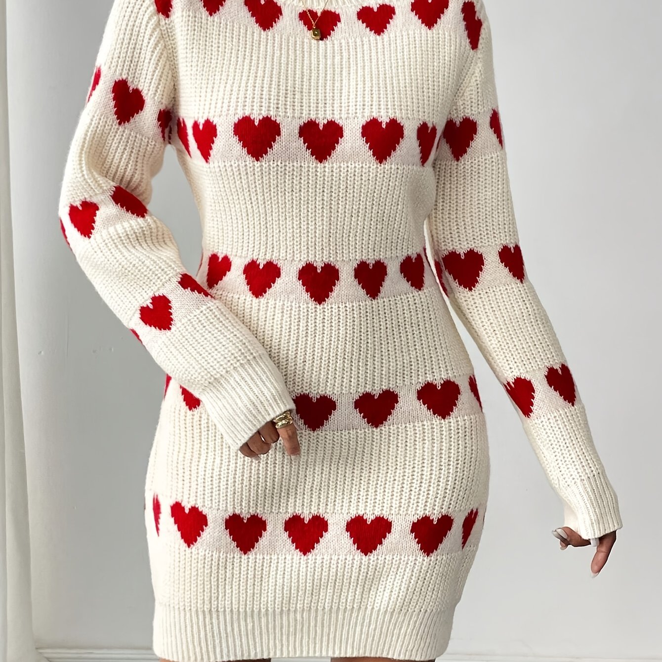 Robe pull Femme motif cœur