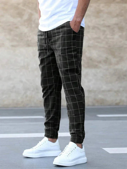 Pantalon de jogging élastique à carreaux extensible