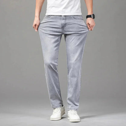 Jean élastique pour homme Confortable Coupe Droite