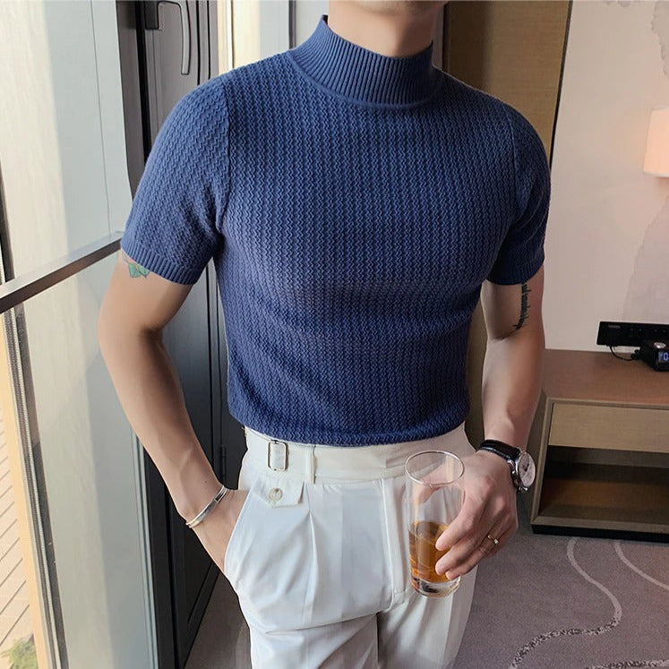 T-shirt à manches courtes et col roulé pour homme