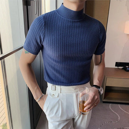 T-shirt à manches courtes et col roulé pour homme