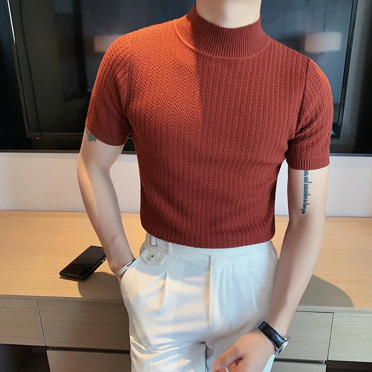 T-shirt à manches courtes et col roulé pour homme