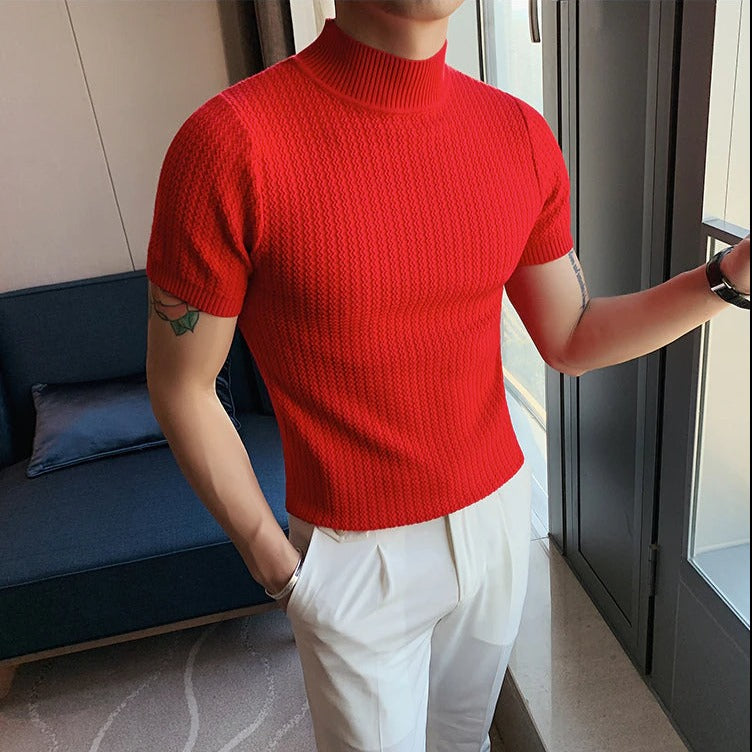 T-shirt à manches courtes et col roulé pour homme