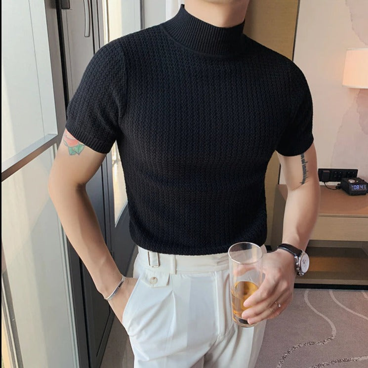 T-shirt à manches courtes et col roulé pour homme