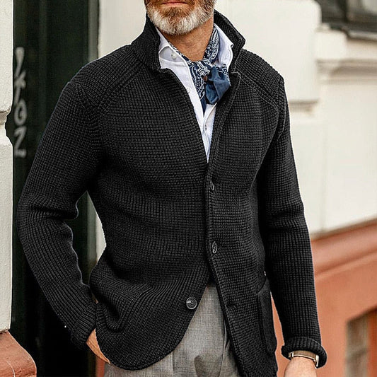 Herren Strickjacke Chunky Knopf Oben - IdealeKleiden